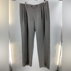 Comero Italian made 100% Wool dress pant 34 /30 cream small Herringbone pattern